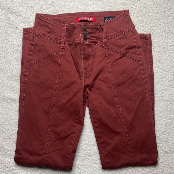 Union bay High Rise Pants Rust Stretchy Comfy Size 0 - Picture 3 of 9